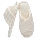 Queenspace Slippers for Women Memory Foam House Bedroom Corduroy Bow Crossbands Open Toe Slide Slipper Shoes Comfy Trendy Gift for womens Anti-Skid sole